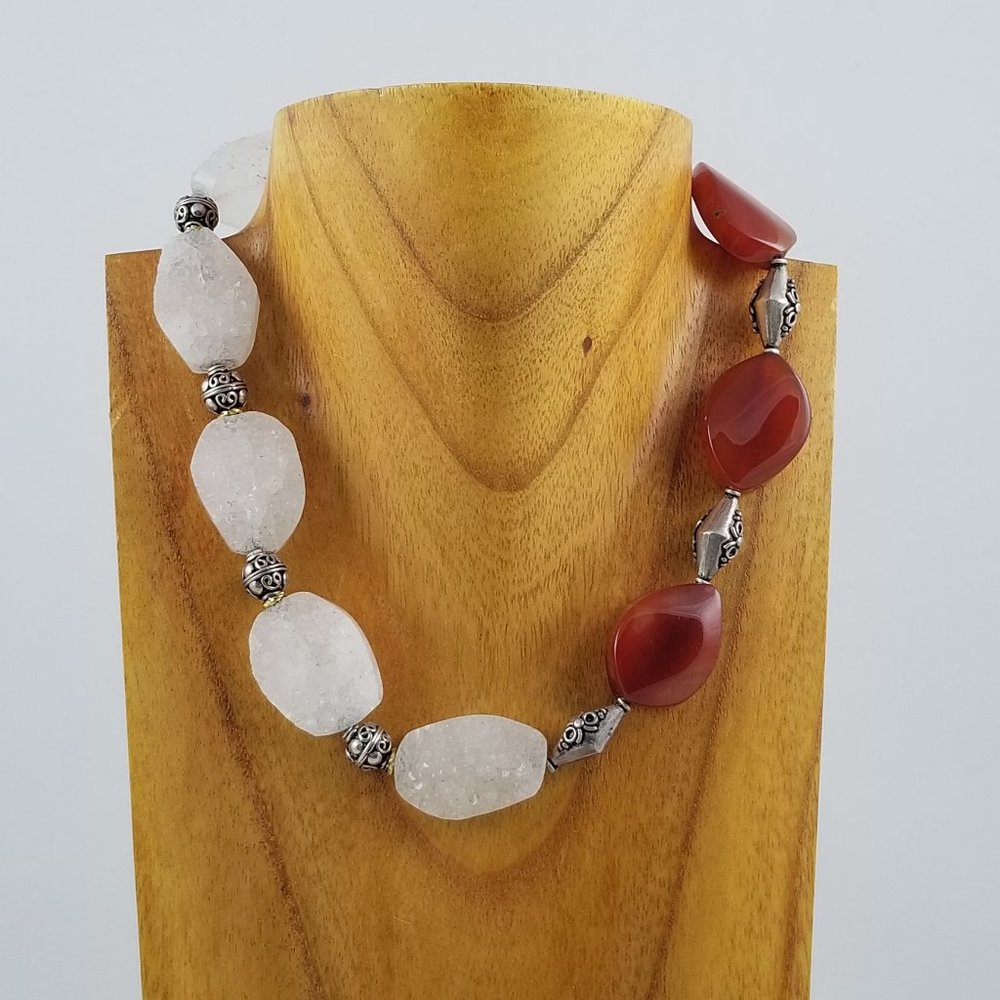 Druzy Quartz and Carnelian Necklace
